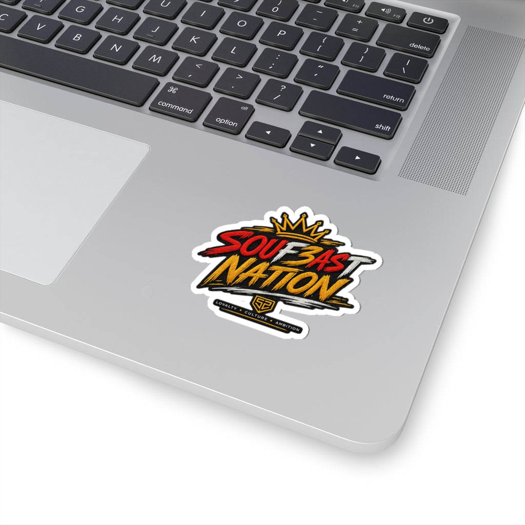 Souf3ast Nation Kiss-Cut Sticker — Bold Streetwear Logo with Crown (Loyalty • Culture • Ambition)